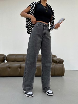 Stali Kadın Likralı Palozo Pantolon Koyu Gri