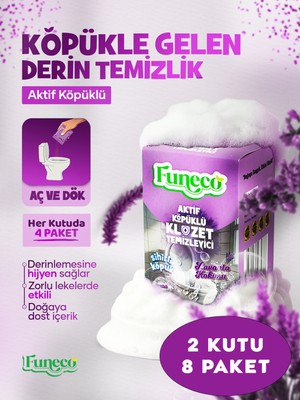 FUNECO Lavanta Ferahlığı - Avantajlı Paket - 2 Kutu - 8 Paket - Tuvalet Klozet Temizleyici, Aktif Köpüklü