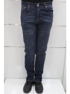 Denim Cartel Fistan Store Erkek Lacivert Yüksek Bel Rahat Kesim Boru Paça Jean Pantolon
