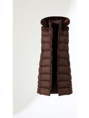 Fi'l Arz Fashion Kadın Kürk Detay Kapitone Şişme Yelek