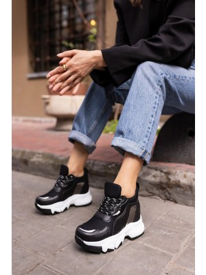 Angelina Jones Ripa Kadin Siyah Dolgu Topuk Sneaker