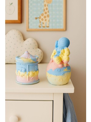 Sisay Home Atlı Karıncalı Saklama Kutusu ve Astronot 2'li Set Renkli Çocuk Odası Dekoru