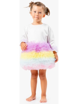 Baby Animals Kız Bebek Elbise Kız Çocuk Elbise Doğum Günü Parti Düğün Tütü Tüllü Uzun Kollu Astarlı Elbise