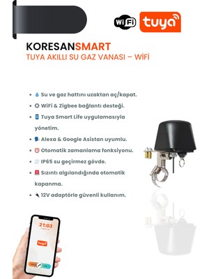 Koresan Tuya Akıllı Su Gaz Vanası – Wifi