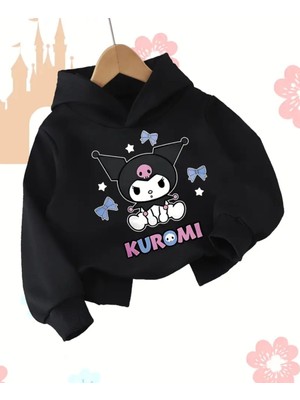 Punix Kids Punıx Kıds Özel Tasarım Kuromi Baskılı Kışlık Kalın Kapüşonlu Kız Çocuk Sweatshırt