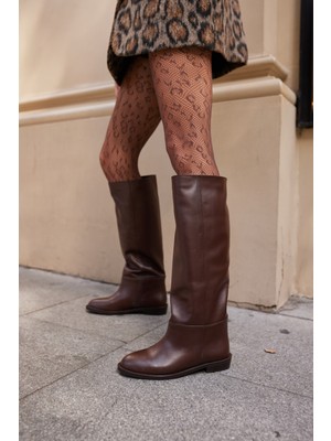 Angelina Jones Lovell Kadın Kahve Süet Çizme Düz Topuklu Şık Tasarım Konforlu Kullanım