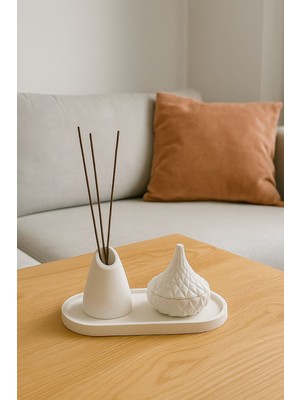 Sisay Home 3lü Dekoratif Vazo ve Saklama Kutulu Set Beyaz