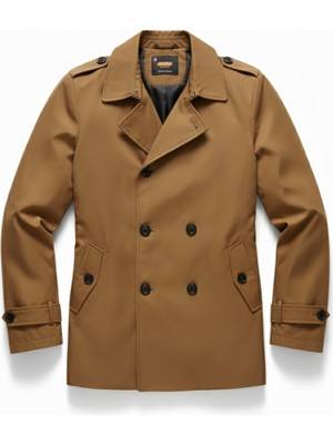 Mero Life Erkek Taba Mevsimlik Astarlı Kemerli Kruvaze Trençkot