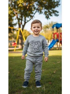 Tuma Collection Erkek Çocuk Kışlık Eşofman Takımı Sweatshirt Alt Pamuklu Üç Iplik Şardonlu Günlük Kombin 3-4-5-6-7 Yaş