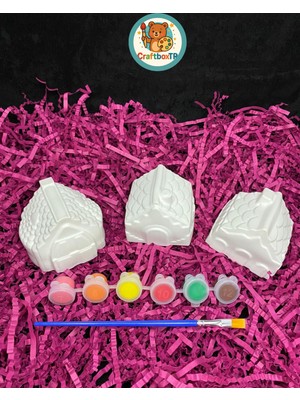 Craftboxtr Sevimli Goblin Evleri Taş Boyama Seti (3 Adet)/kendin Yap,dıy,karne Hediyesi,doğum Günü,etkinlik