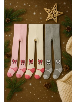 Pico Baby 3'lü Bebek & Çocuk Havlu Fiyonk Desenli Renkli Külotlu Çorap