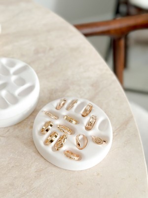 Sisay Home Takı Sergi Dekoratif Tabak | Küpe Yüzük Organizeri Simli