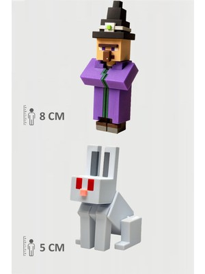 Minecraft Witch Cadı  ve Rabbit Tavşan Set Hareketli Eklemli Figür