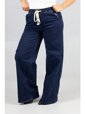 Truva Xxl Büyük Beden Plazo Model Lacivert Kot Pantolon