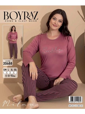 Çamaşır Kenti Boyraz 20688 Kadın Milan Uzun Kol Pijama Takımı