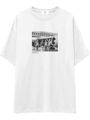 The Lucid Lab LED Zeppelin The Starship Oversize Tişört - Beyaz