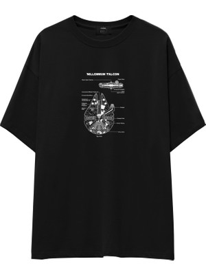 The Lucid Lab Millennium Falcon Oversize Tişört - Siyah