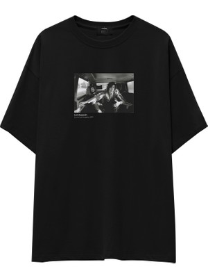 The Lucid Lab LED Zeppelin Limo Los Angeles 1971 Oversize Tişört - Siyah