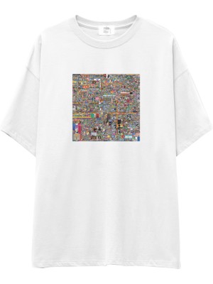 The Lucid Lab Reddit Place Oversize Tişört - Beyaz