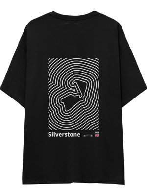 The Lucid Lab Silverstone Circuit Artwork Oversize Tişört - Siyah