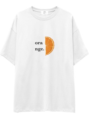 The Lucid Lab Orange Oversize Tişört - Beyaz