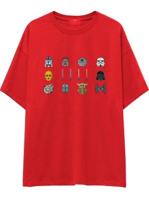 The Lucid Lab Star Wars Icons Oversize Tişört - Kırmızı