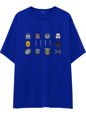 The Lucid Lab Star Wars Icons Oversize Tişört - Mavi