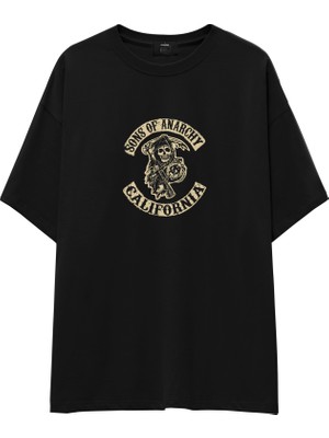 The Lucid Lab Sons Of Anarchy Oversize Tişört - Siyah