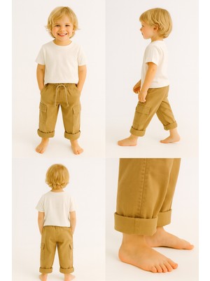 Tude Kids Yeni Sezon Laciel Taba Rengi Bayramlık Alt Üst Takım Kahverengi