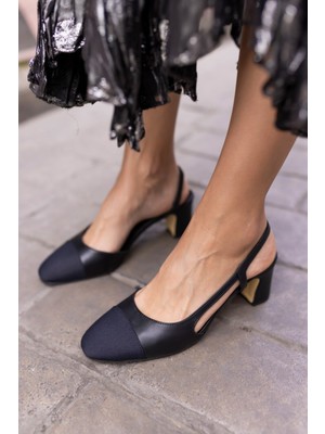 Angelina Jones Chal Kadın Sari Kalın Topuklu Sandalet