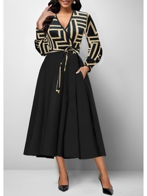 Moderie Butik Kadın Uzun Kollu Kruvaze Yaka Dalgıç Krep Midi Boy Elbise