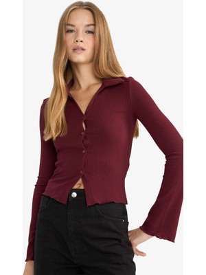 DeFacto Fitted Polo Yaka Fitilli Kaşkorse Hırka G3057AX25WN