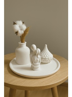 Sisay Home 4lü Biblo Set Sarılan Çift Figür-Saklama Kutusu-Vazo-Tepsi - Hediyelik - Obje