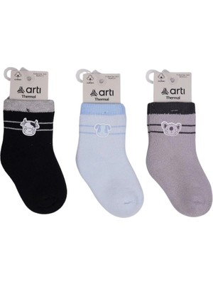 Butik Bfs  Artı Rudar Aksesuarlı Erkek Bebek Havlu Soket Çorap K45917 Asorti