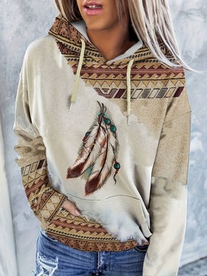 Moderie Butik Kadın Uzun Kollu Kapşonlu Bağcıklı Şardonlu Dalgıç Bluz