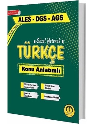 Kategori Yayıncılık Tasarı Yayınları Ales Dgs Meb-Ags Sözel Yetenek Türkçe Konu Anlatımlı