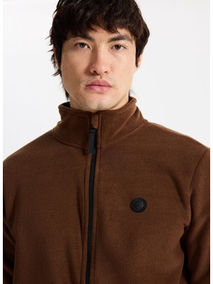 Discovery Expedition D5WM-SWT3301 Kahve Dik Yaka Basic Düz Erkek Polar Sweatshırt