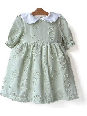 Baby Animals Kız Bebek Kız Çocuk Doğum Günü Parti Düğün Elbise Yarım Kol Astarlı Yakalı Çiçekli Elbise