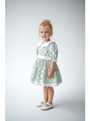 Baby Animals Kız Bebek Kız Çocuk Doğum Günü Parti Düğün Elbise Yarım Kol Astarlı Puanlı Fiyonklu Elbise