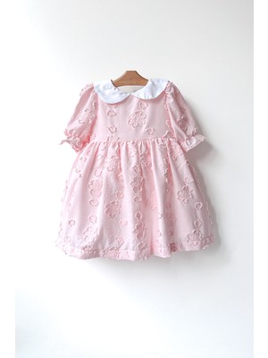 Baby Animals Kız Bebek Kız Çocuk Doğum Günü Parti Düğün Elbise Yarım Kol Astarlı Yakalı Çiçekli Elbise