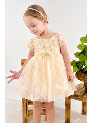 Baby Animals Kız Bebek Kız Çocuk Doğum Günü Parti Düğün Elbise Kısa Kol Dantelli Astarlı Elbise