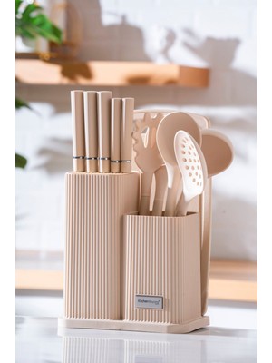 Acar Cooper 12 Parça Standlı Kesme Tahtası Servis ve Bıçak Seti