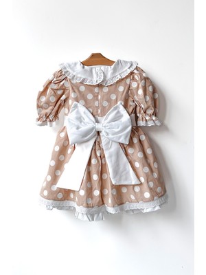 Baby Animals Kız Bebek Kız Çocuk Doğum Günü Parti Düğün Elbise Yarım Kol Astarlı Puanlı Fiyonklu Elbise