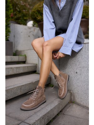 Angelina Jones Joella Kadin Kahve Gefrcek Deri Süet Bot