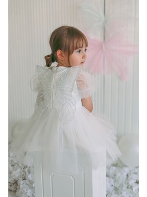 Baby Animals Kız Bebek Kız Çocuk Doğum Günü Parti Düğün Elbise Balonkol Kanatlı Tüllü Tütülü Tütü Astarlı