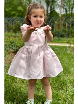 Baby Animals Kız Bebek Elbise Kız Çocuk Elbise Doğum Günü Parti Düğün Elbise Dantelli Kısa Kol astarlı elbise