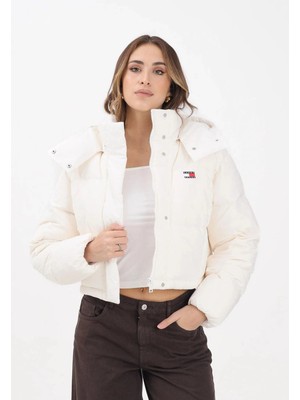 Tommy Hilfiger Tjw Alaska Grid Kısa Kuş Tüyü Kadın Beyaz Ceket DW0DW21624YBH