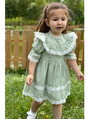 Baby Animals Kız Bebek Elbise Kız Çocuk Elbise Doğum Günü Parti Düğün Elbise Dantelli Kısa Kol astarlı elbise