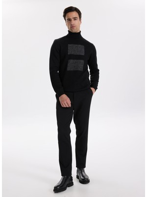 Fabrika Normal Bel Normal Paça Slim Fit Siyah Erkek Pantolon F5WM-PNT 2536