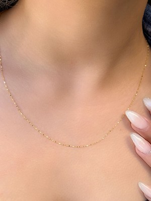 14 Ayar Altın Aynalı Zincir Kolye